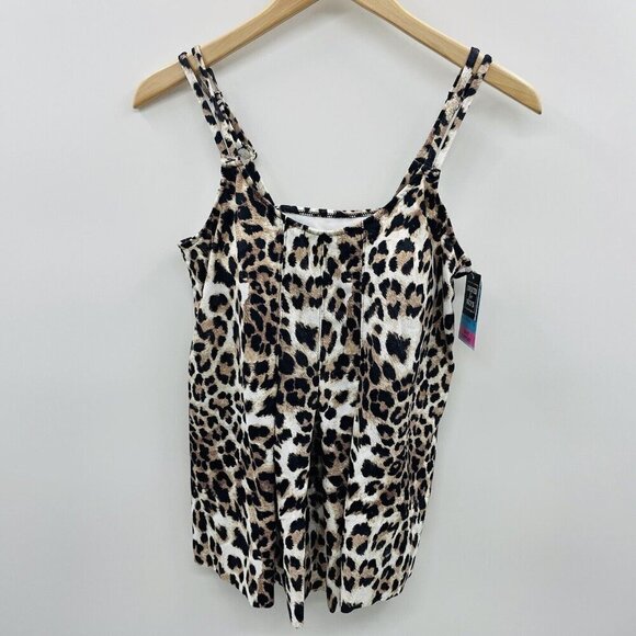 Swim Solutions Womens Size 12 Animal Printed Pleat-Front Tankini Top $78 585 - Picture 3 of 9